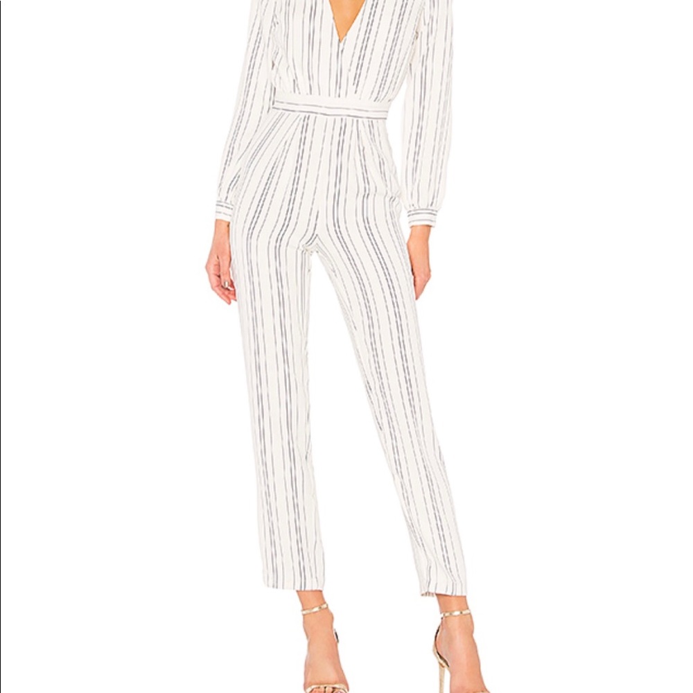 Jumpsuit in white pinstripes
